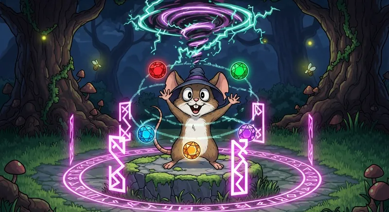 Little Mouse Nefarious Spell: Glowing Orbs & Runes