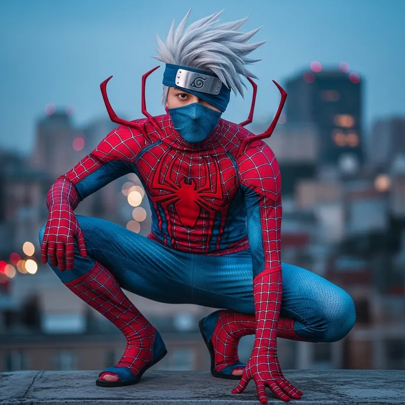 Kakashi Hatake Spiderman Mashup - Ninja Hero Cosplay
