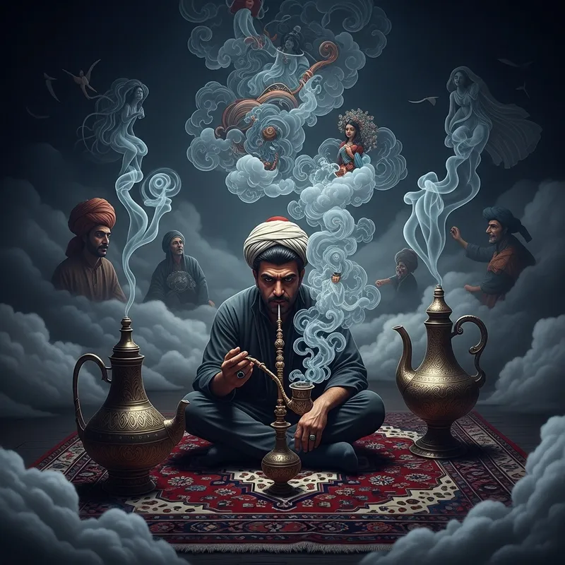 Opium Man in Surreal Middle-Eastern Fantasy Dream Opium Man in Surreal Middle-Eastern Fantasy Dream