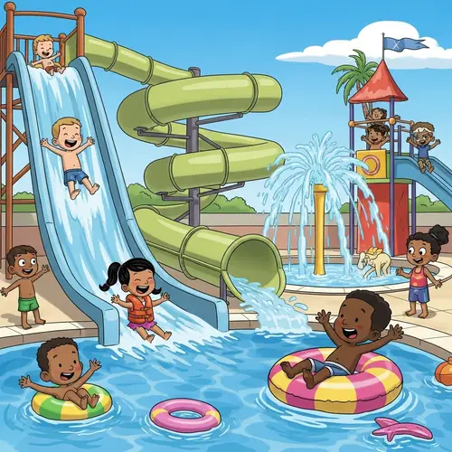 Vibrant Cartoon Water Park Fun for Kids