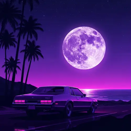 Vintage GTA Vice City Car on Coastal Road at Dusk