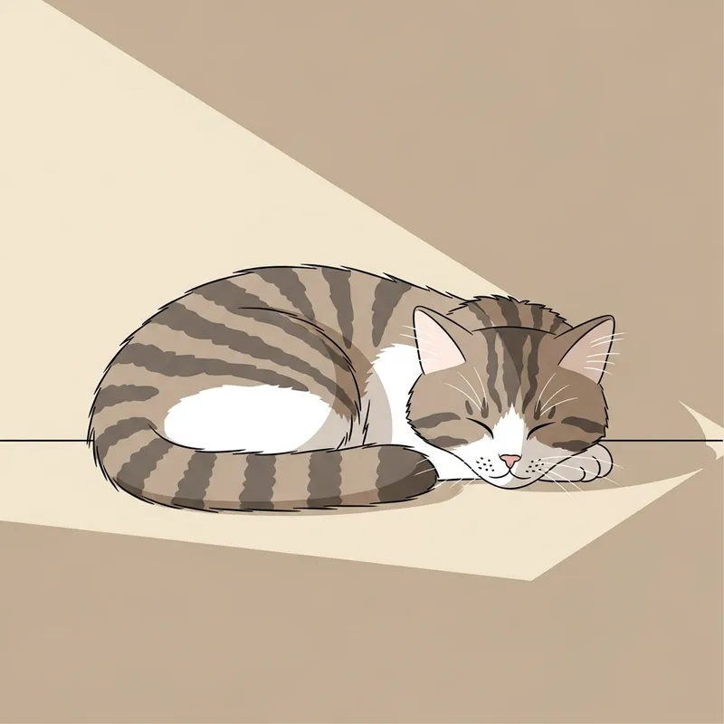 Cat Napping: Tranquil Minimalist Scene