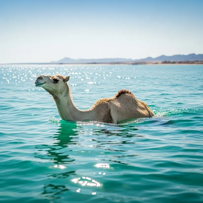 Camel Swimming in Sea - Majestic Ocean Encounter