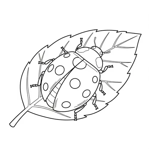 Coloring Page: A Cute Ladybug on a Leaf