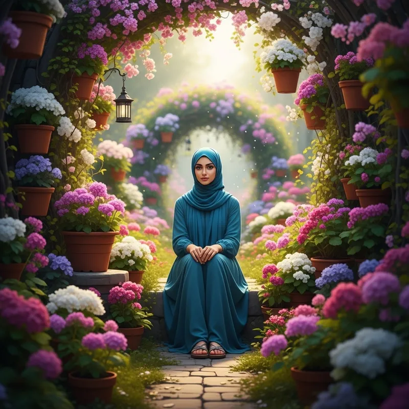 Enchanting Fairytale World with Colorful Blossoming Flowers: Instagram Scene Enchanting Fairytale World with Colorful Blossoming Flowers: Instagram Scene