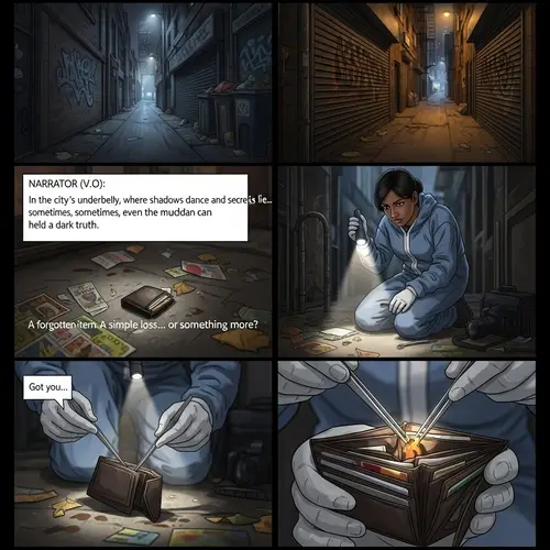 Crime Scene Storyboard: Suspenseful Sequence in City Alley
