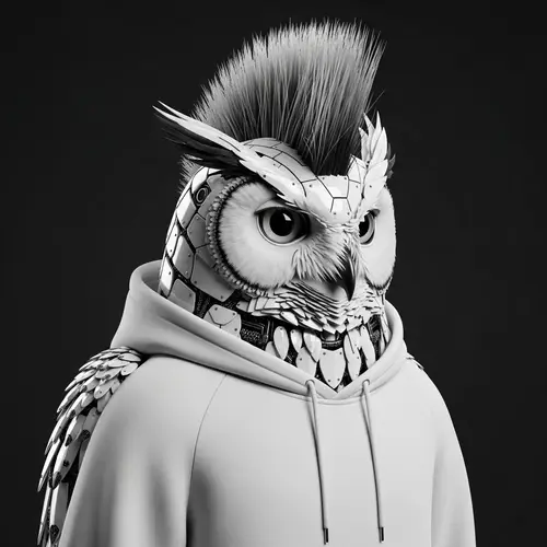Stylish White Robot Owl with Mohawk & Hoodie