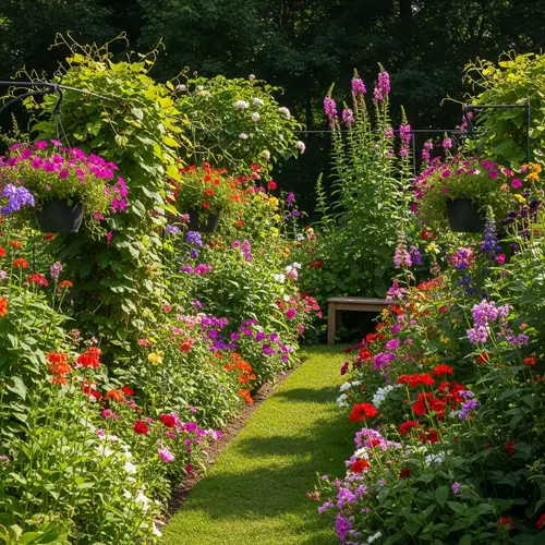 Serene Garden of Colorful Flowers in Canada
