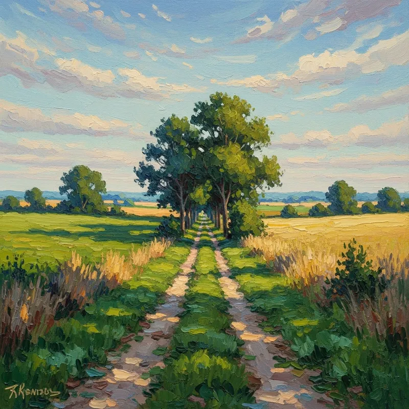 Majestic Impressionist Rural Landscape | Tranquil Painting Majestic Impressionist Rural Landscape | Tranquil Painting