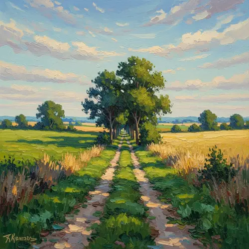 Majestic Impressionist Rural Landscape Painting