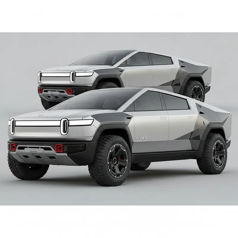 Futuristic Car Design: Tesla, Rivian, and Cybertruck Mix