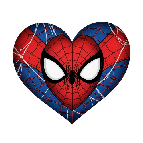 Spider-inspired Heart Design | Red & Blue Stylized Pattern