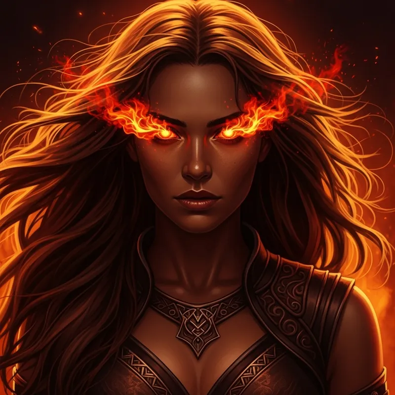 Woman with Fiery Eyes - Strength and Resilience Revealed