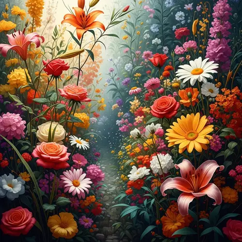 Abstract Flowers: A Colorful Garden Experience
