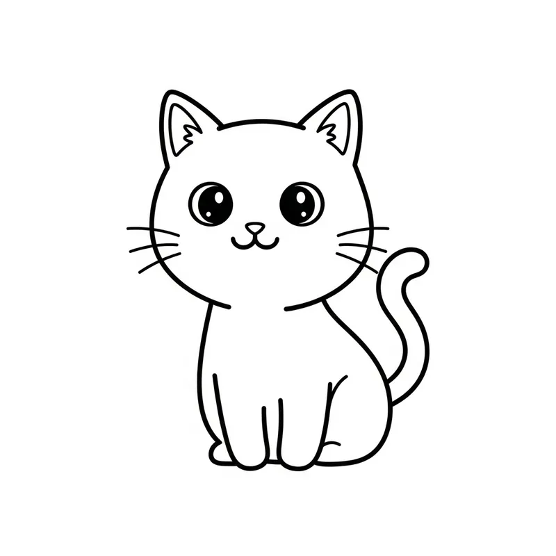 Adorable Cat Outline Clipart: Cute and Simple Design