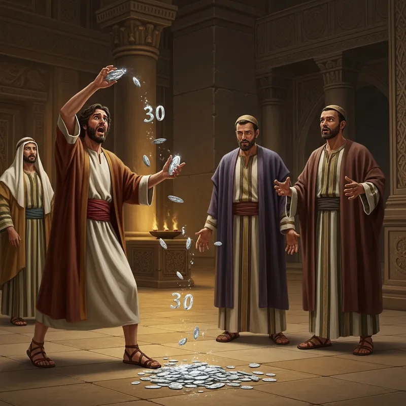 Judas Throws 30 Pieces of Silver in Ancient Israel