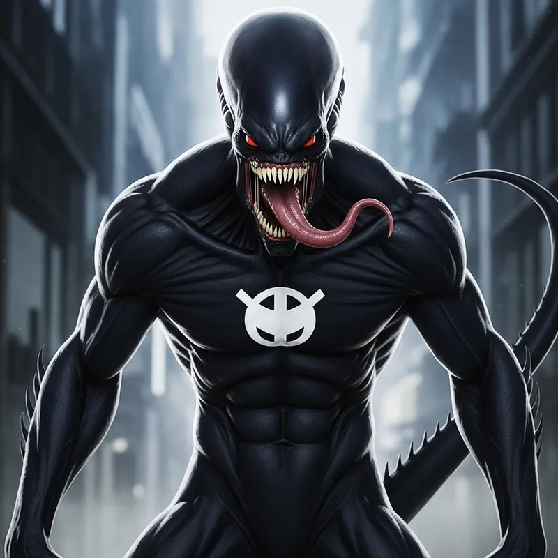 Menacing Venomous Creature: Black Alien-Like Appearance Menacing Venomous Creature: Black Alien-Like Appearance