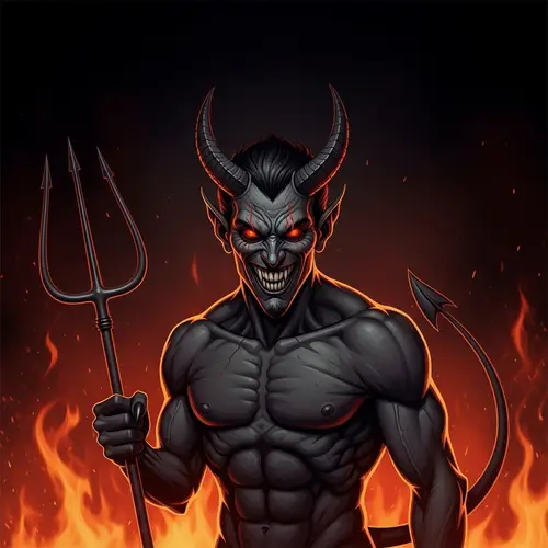 Intimidating Devil Figure Poster | Dark Malevolent Grin