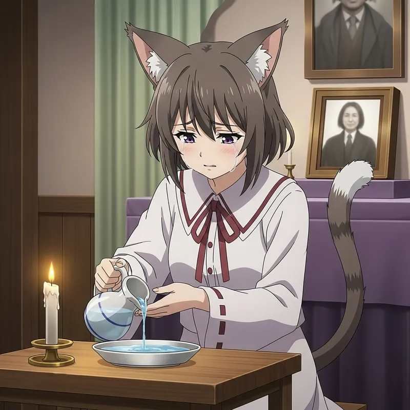 Mournful Anime Catgirl Honoring Ceremony Mournful Anime Catgirl Honoring Ceremony