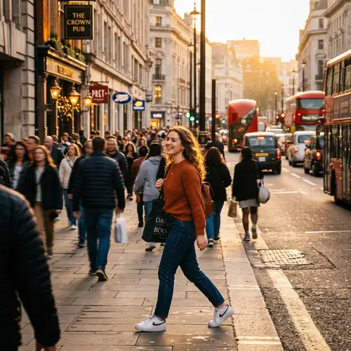 Golden Hour City Stroll: Young Woman's Journey