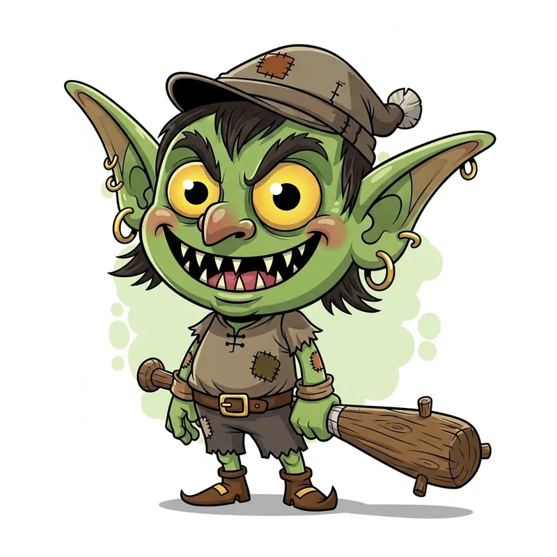 Cute Cartoon Goblin Vector - Fun and Whimsical Character