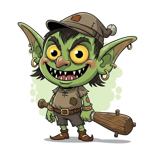 Playful Cartoon Goblin Vector Image - Friendly and Mischievous