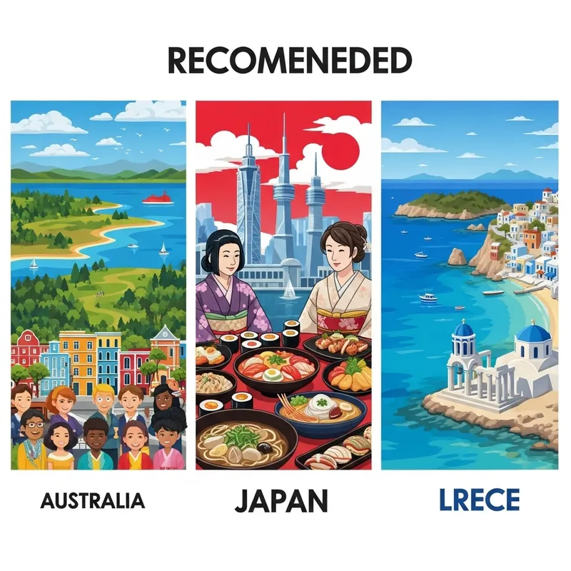 Travel Recommendations: Australia, Japan, Greece - Diverse Landscapes, Unique Culture, Rich History