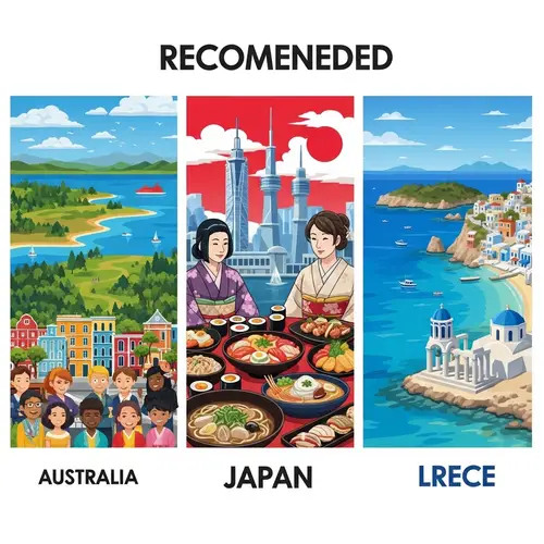 Recommended Countries: Australia, Japan, Greece - Discover Diverse Landscapes, Unique Cultures, Rich History