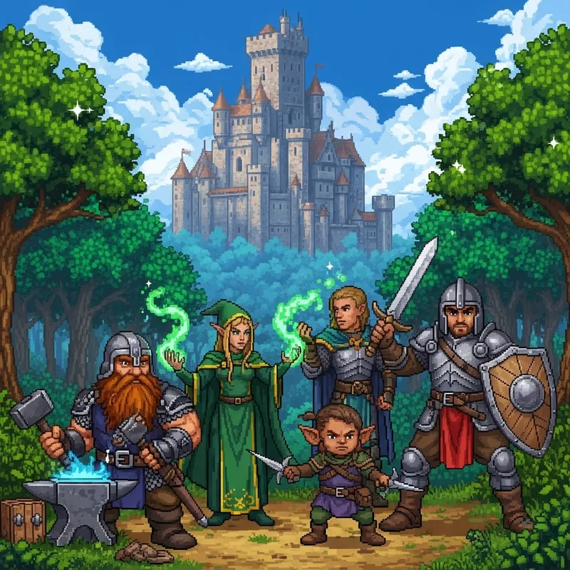 Intricate Pixel Art Scene for DND Game