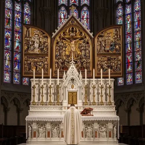 Traditional Catholic High Altar - Detailed Depiction