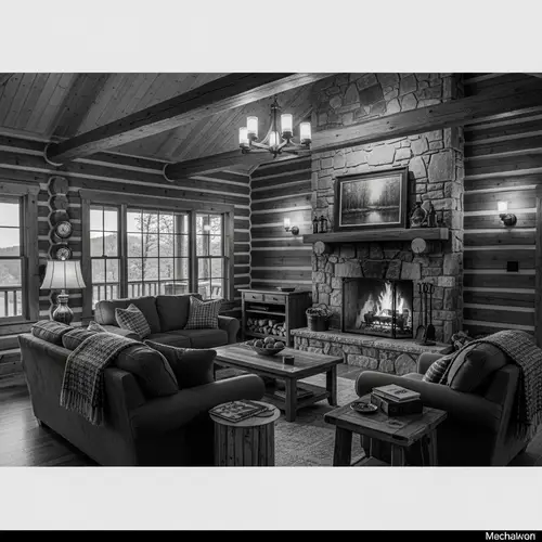 Cozy Log Cabin Interior | Rustic Decor & Fireplace View