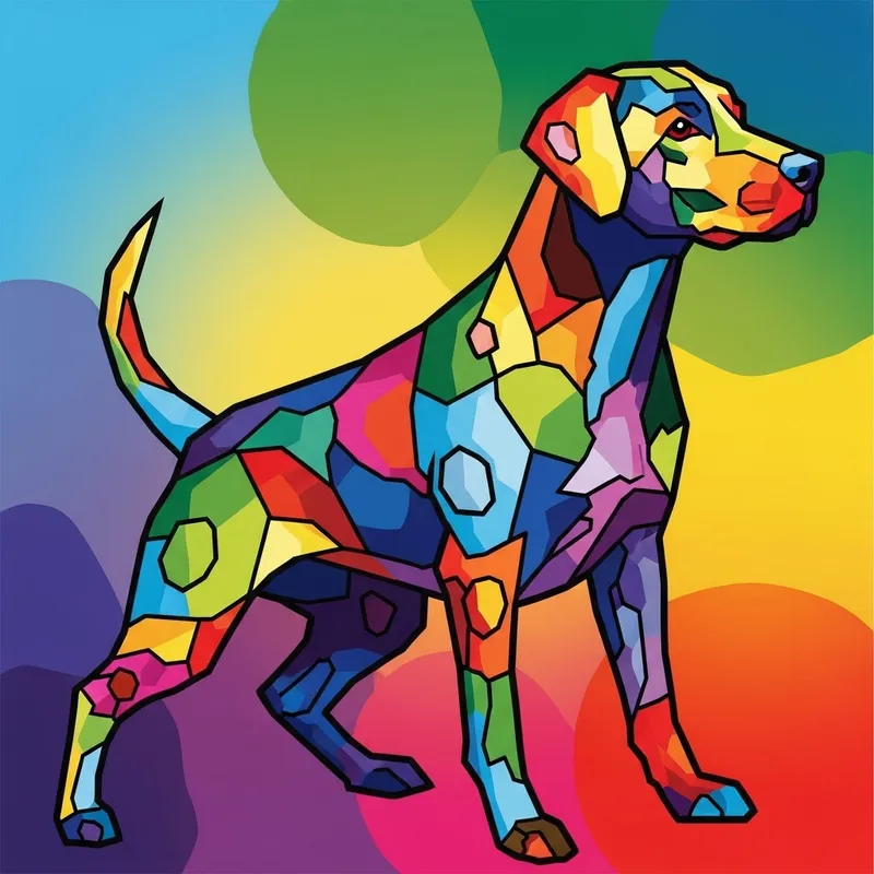 Abstract Dog Art: Modern Colorful Canine Interpretation