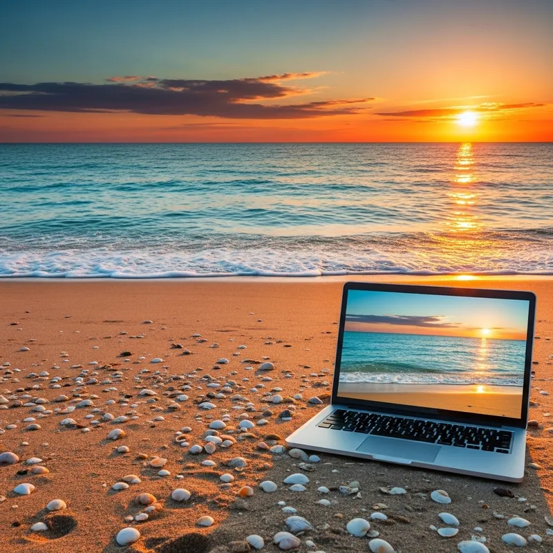 Sunny Beach and Sea View Wallpaper | Relaxing Coastal Scene