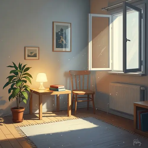 Cozy Minimalist Room Painting: Lofi Style Artwork