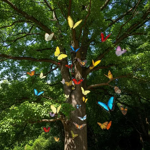 Enchanting Tree with Colorful Butterflies