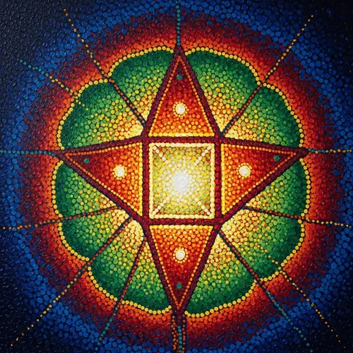Vibrant Pointillism Art of Parol Lantern | Festive Painting