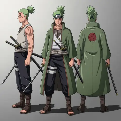 Fictional Character Zoro Concept Art | Green Attire & Three Katanas