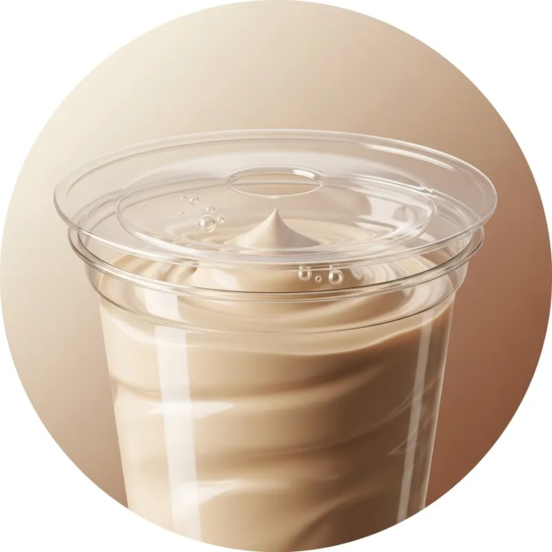 Circular Logo Design with Disposable Plastic Cup and Cream Circular Logo Design with Disposable Plastic Cup and Cream