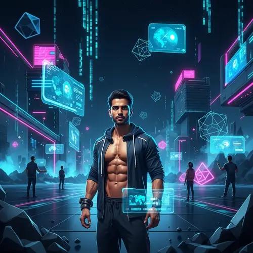 Futuristic Metaverse with Stylish South Asian Male