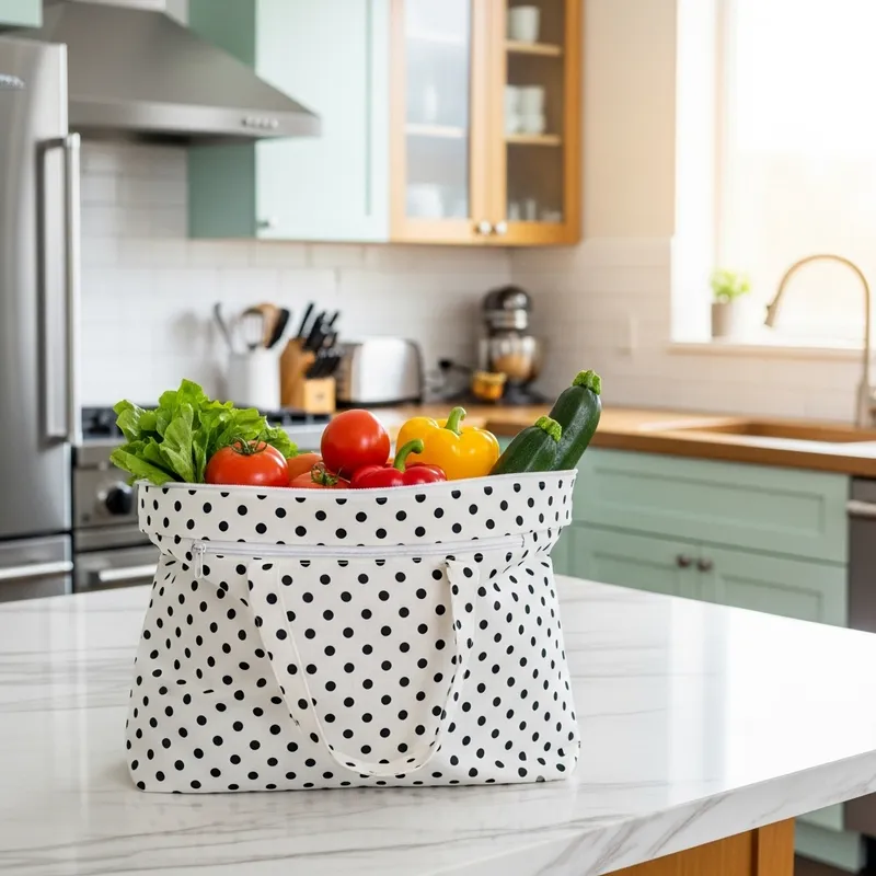 Polka-dot Fabric Shopping Bag in Kitchen Installment