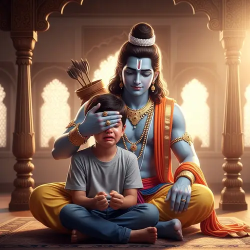 Ram Soothing Crying South Asian Boy - Heartwarming Image