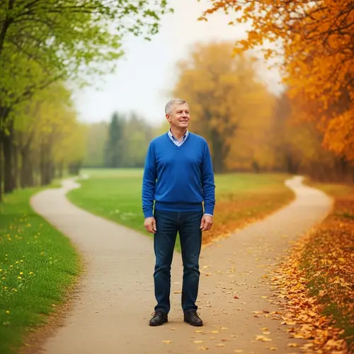 Man at Crossroads of Time: Reflecting on Past and Future