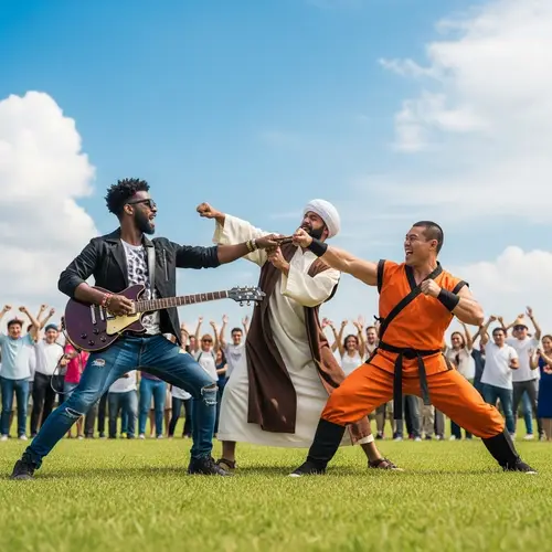 Kanye Vs Jesus Vs Goku Battle: Light-hearted Play Fight