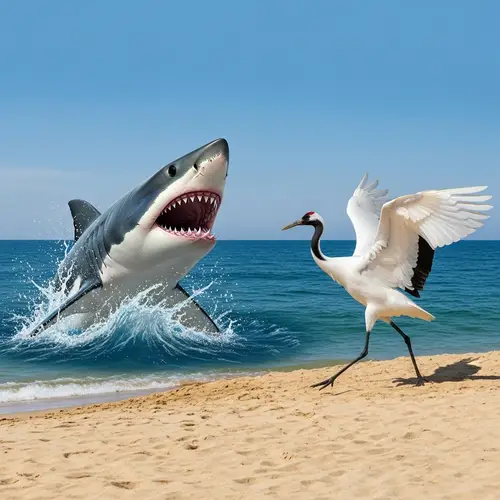 Shark vs Crane Battle: Epic Fight in the Ocean