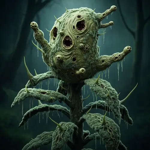 Zombie Fungus Infected Plant - Twisted Growth & Spores