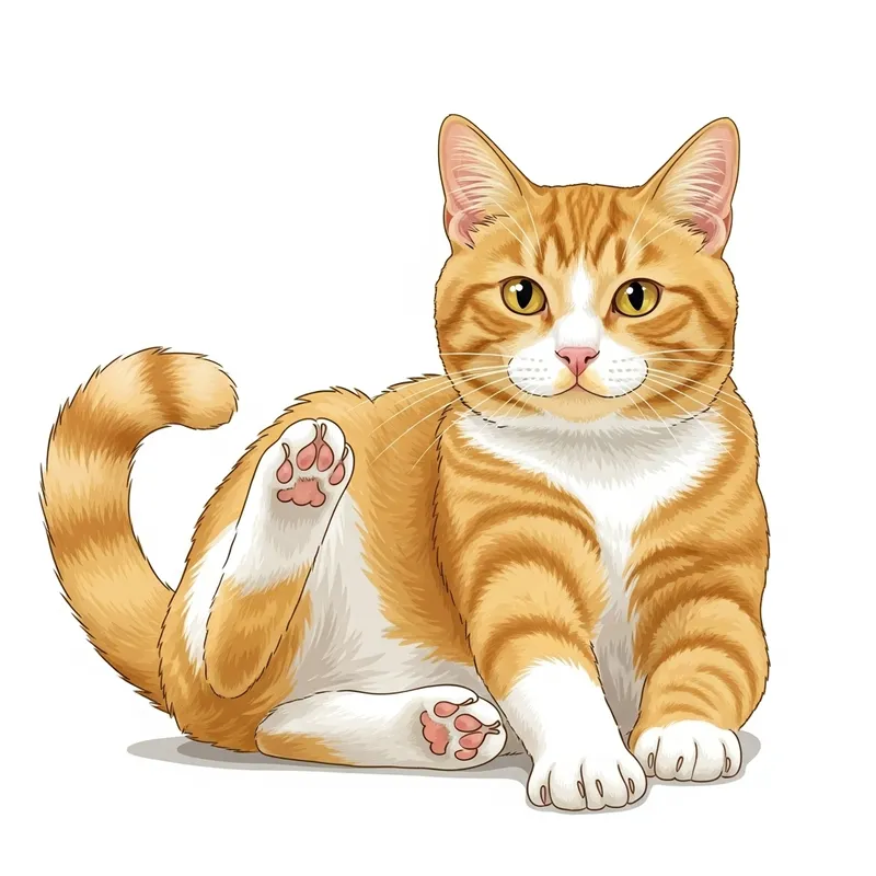 One Cat with Yellow and White Fur - Warmth and Relaxation