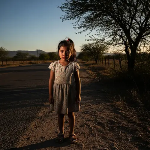 Hispanic Girl Waiting for Unrequited Love | Sadness at the Roadside