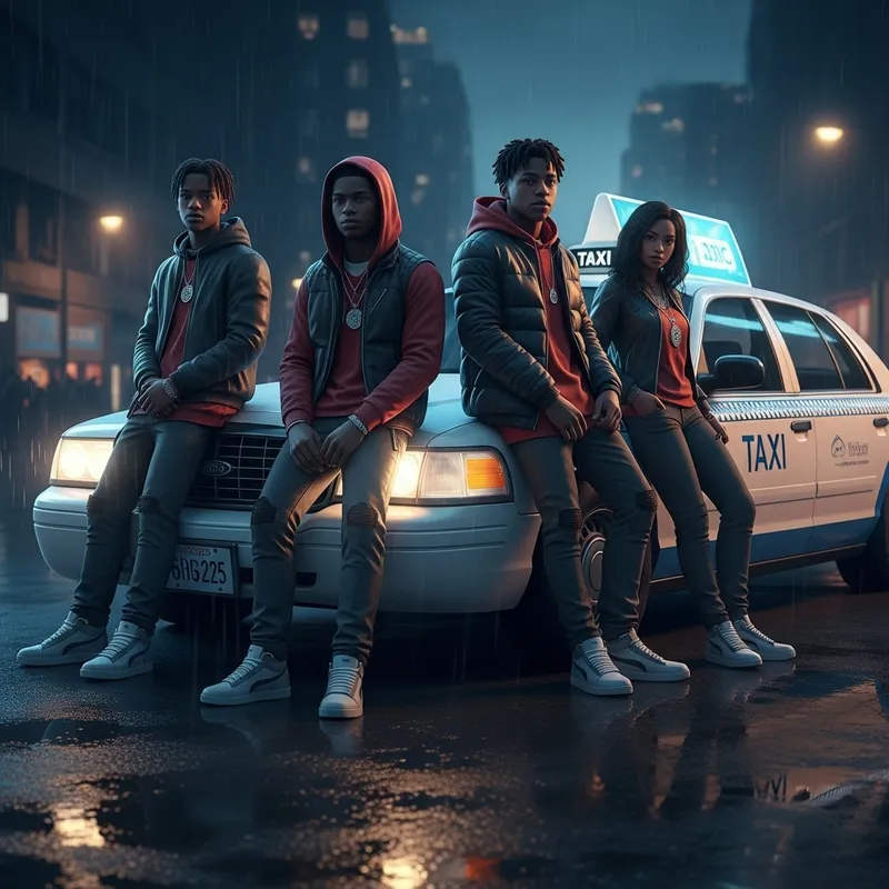 Urban Street Photography | African American Teens in City Night