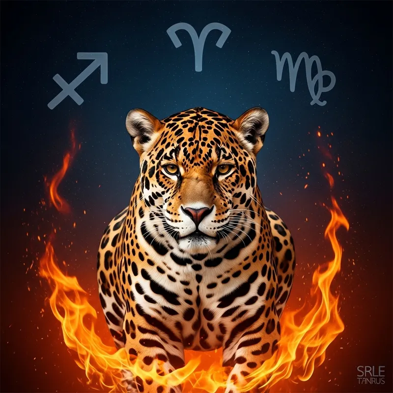 Majestic Jaguar in Sagittarius Fire Element Imagery