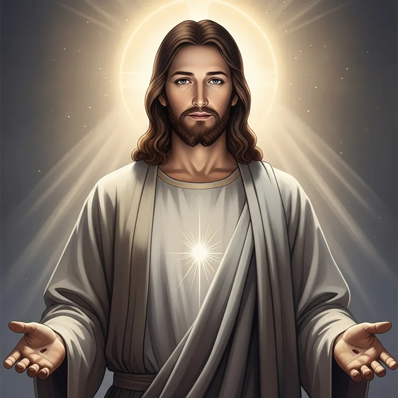 Front-Facing Image of Jesus Christ - Peaceful and Compassionate